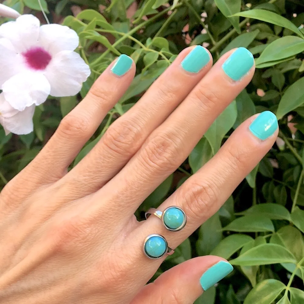 Turquoise + Silver Boho Adjustable Snake Ring